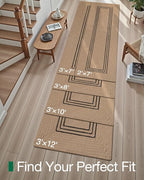 LUMI 3x7 Jute Runner Rug Non Slip for Hallway, Natural Rustic Carpet No Shedding, Farmhouse Braided Area Mat Indoor High Traffic for Living Room, Entryway, Kitchen, Laundry