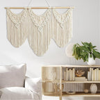 RUIZHIXUAN large macrame wall hanging - Boho Tapestry Macrame Wall Decor Art- Chic Bohemian Handmade Woven Tapestry Home Decoration for Bedroom Living Room Apartment Dorm Gallery - 43"x32" (Bead-B)