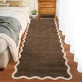 GarveeHome Scalloped Washable Runner Rugs 2x6 Rug Runner Modern Non Slip Kitchen Rugs Indoor Entryway Rug Farmhouse Soft Bath Mat Stain Resistant Carpet for Bedroom Hallway Laundry 2'x6' Dark Brown
