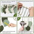 MIPON Macrame Wall Hanging Leaves Decor,Boho Handmade Woven Leaf Tassels Tapestry Gift Ideas for Nursery, Bedroom, Living Room, 15.7 X 28 Inch(Green)