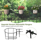 TQVAI 10 Inch Railing Planter - Fit for 3 to 5.5 Inches Railing - Adjustable Hanging Planters Outdoor Balcony Deck Flower Pot Holder Metal Baskets for Garden Orchid, Patio Ledge, 3 Pack, Black