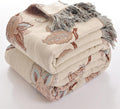 Boho Cotton Throw Blanket 80×90 Inch – Soft Breathable Muslin Throw for Couch, Sofa & Bed, Lightweight Farmhouse Decorative Blanket