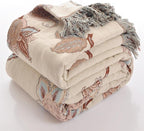 Boho Cotton Throw Blanket 60×80 Inch – Soft Breathable Muslin Throw for Couch, Sofa & Bed, Lightweight Farmhouse Decorative Blanket