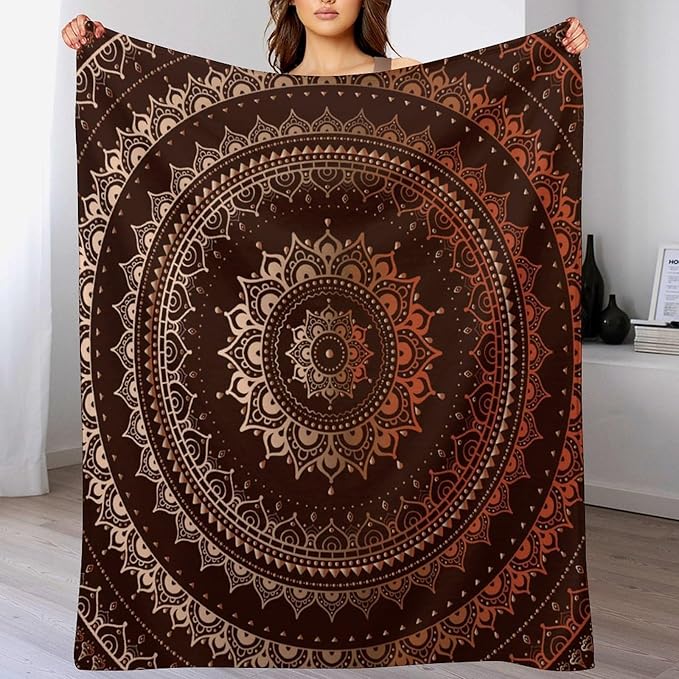 Mandala Throw Blanket Enclosing Magic Circle Egyptian Folkloric Culture Pattern Blanket for Sofa Bed Couch Chair Or Dorm 30"x40"