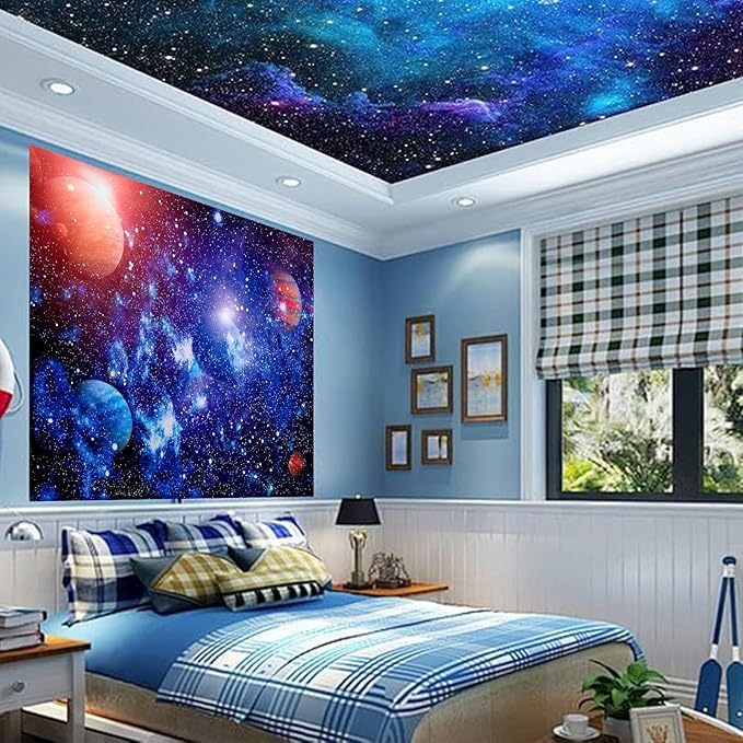 Space Tapestry for Bedroom Aesthetic Outer Space Galaxy Night Starry Sky Stars Universe Tapestry Nebula Wall Hanging Backdrop for Living Room Dorm Home Decoration (60'' x 79'')