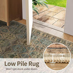 8x10 Area Rugs for Living Room Bedroom, Large Washable Rug, Brown Vintage Retro Boho Rug, Non Slip & Low Pile Faux Wool Thin Carpet for Indoor Dining Room and Kids Room(Brown 8x10ft)