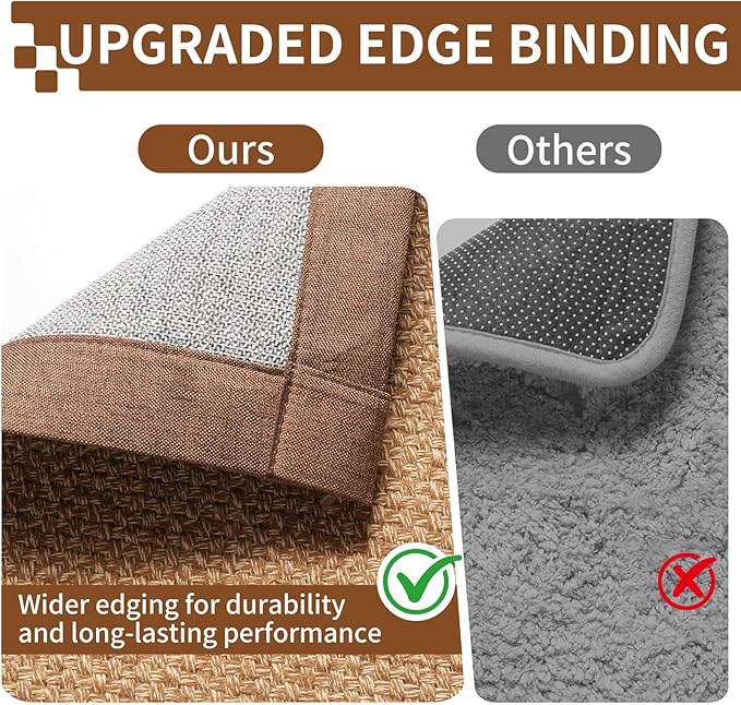 Washable Hallway Runner Rug 2x5 Jute Like Kitchen Runner Mat Rugs Non Slip, Woven Soft Entryway Farmhouse Runner Boho Floor Carpet for Indoor Laundry Hall Backdoor Bedroom Living Room, Brown