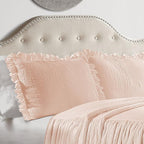Lush Decor Ruffle Skirt Bedspread Set - 3-Piece Luxurious Farmhouse Bedding - Elegant Ruffle Detail - Timeless Style - Soft Lightweight Sheets - King, Blush