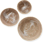 Casafield Set of 3 Seagrass Planter Baskets with Liners - Two-Tone, Hand Woven Indoor Flower Pot Covers for Plants, Succulents, Home Decor