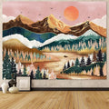 Zussun Mountain Tapestry Nature Forest Tree Tapestries for Bedroom Aesthetic Sunset Tapastry's Wall Hanging Orange and Green Landscape Wall Tapestry for Living Room Dorm (Orange, 80'' × 60'')