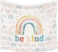 WARDOS Boho Rainbow Classroom Tapestry, Be Kind Motivational Tapestry Wall Hanging, Boho Pastel Rainbow Wall Blanket Decor for Classroom Kids Room Nursery Playroom, 50x60 Inch