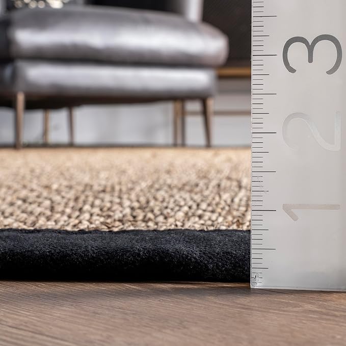 Nuloom Elijah Black/Natural, 2'6" x 6', Basketweave, Seagrass, Soft and Textured, High Traffic, Stain Resistant, Easy Clean, Durable Area Rug for Bedroom, Living Room, Dining, Den, Foyer, Entryway