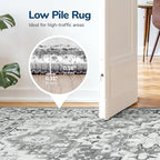 Lessymo 5x8 Area Rug for Living Room - Machine Washable Area Rugs, Super Soft Faux-Wool Area Rugs for Bedroom Kitchen, Boho Rug Vintage Floral Non-Slip Low Pile, Grey White