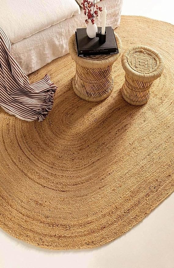 MDS Pack of 1 Handwoven Braided Jute Area Rug 2x6 feet Oval - 100% Natural Burlap Reversible Accent Rugs for Home Decor, Living Room, Doormat, Kitchen, Entryway Rug, Rustic, Farmhouse (2'x6')