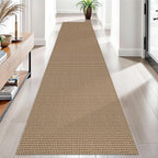 EARTHALL Woven Runner Rug 2.6x10 Ft Washable Runners for Hallways Long Non Slip Rubber Backed Kitchen Runner Braided Indoor Floor Carpet Runners for Entryway, Hallway, Kitchen, Orange/Tan/Brown