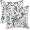 Chinoiserie Floral Bird Pillow Covers 22x22 Set of 2 Blue Chinoiserie Flowers Decorative Pillow Cases Outdoor Decor Blue and Cream Throw Pillows Farmhouse Linen Cushion Cover for Couch Home