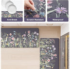 KIMODE Anti Fatigue Kitchen Mat for Floor, 17.3"x29" Farmhouse Kitchen Rug Non Skid, Cushioned Padded Kitchen Floor Mat, Comfort Standing Mat for Laundry, Office, Sink, Desk Dark Grey/Purple