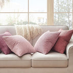 Topfinel Pink Throw Pillows Covers 20x20 Inch Set of 4,Farmhouse Corduroy Decorative Cushion Case,Valentine's Day Pillow Case for Bedroom Couch Sofa Living Room,Spring Home Decor