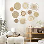 LOMOHOO Set of 11 Boho Wall Basket Decor Wicker Woven Wall Basket Decorations Bohemian Handcrafted Round Basket Hanging decor Bulrush Wall Art Decors for Living Room Rustic Home