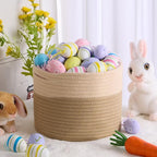 Small Basket for Organizing | Cube Shelf Closet Storage Baskets | 9.7×9.7×7.1” | Woven Rope Gift Basket | Nursery | Round 3 Packs Tan
