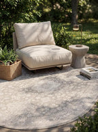 Rugs.com Outdoor Aztec Collection Rug – 5' x 8' Oval Light Gray Flatweave Rug Perfect for Living Rooms, Large Dining Rooms, Open Floorplans