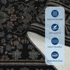 GarveeHome 8x10 Area Rugs Washable Rug for Living Room, Boho Vintage Large Area Rug for Bedroom Soft Non Slip Low Pile Indoor Stain Resistance Throw Carpet for Dining Room Office Black