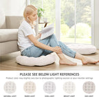 Meditation Floor Pillow Set of 2, Round Large Pillows Seating for Adults, Tufted Corduroy Cushion for Living Room Tatami, Beige 22 Inch