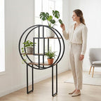 OFFICEROO Indoor Plant Stand 4ft 3in – Modern Asian Inspiration Moon Plant Stand, Circle Plant Shelf