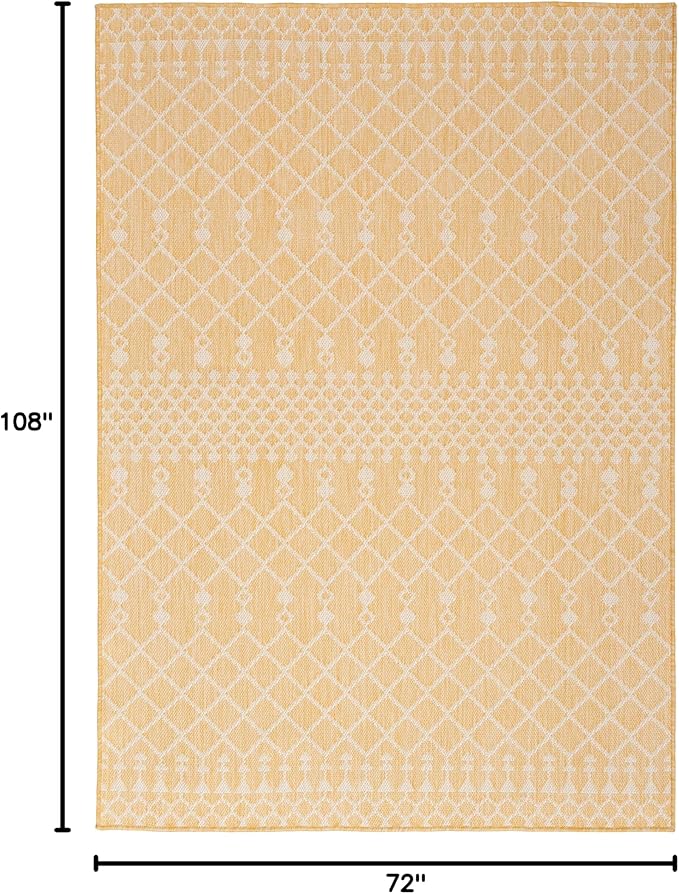 Nourison Home Positano Yellow 6' x 9' Area Rug - Easy Clean, Non Shedding, Bed Room, Living Room, Dining Room, Kitchen (6' x 9')