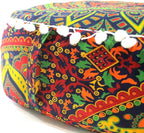 INDIAN CRAFT CASTLE ICC Floor Pillows & Cushion Covers Decorative Hippie Mandala Pouf Pillow Covers Seating Meditation Cushion Cover Large Boho Ottoman Case Pillowcase Couch New Blue, 24" Round