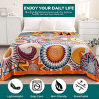 Boho Cotton Muslin Twin Size Bed Throws,100% Cotton Rustic 4 Layer Reversible Colorful Woven Blankets, Washable Breathable Mexican Decor Bed Blankets 60"×80" for Couch Sofa All Seasons