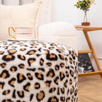 Round Pouf Ottoman 20 x 20 x 14 Inches Boho Poof Home Decor Floor Pouffe Ottoman Foot Rest for Couch Sofa Bean Bag Chairs Living Room Bedroom (Leopard Print)