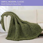 Bigacogo Chunky Knit Throw Blanket for Couch, 40x60 inches, 100% Hand Knitted with Thick Jumbo Chenille Yarn, Cozy Soft Large Rope Knot Cable Crochet Blankets for Sofa Bed Living Room, Yellow Green