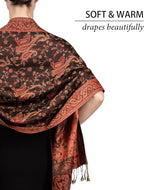 Achillea Reversible Paisley Pashmina Rave Scarf – Exotic Indian Shawls and Wraps for Evening Dresses, Festivals, All Seasons