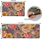 Boho Floral Kitchen Mats for Floor 2PCS Anti Fatigue Mats for Kitchen Floor Cushioned Non Slip Waterproof Memory Foam PVC Kitchen Rugs Set for Sink,Office,Laundry 17.3"x28"+17.3"x47"