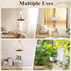 FIOBEE Hanging Planters for Indoor Plants Large Metal Plant Hanger Stand with Wood Base Wall Planter Holder for Window Wall Ceiling Home Decor Accessories (Plants/Pots Not Included), 1 Pack