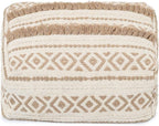 REDEARTH · UNSTUFFED Pouf Ottoman Cover Textured Storage Cube Bean Bag Poof Pouffe Footrest for Living Room, Bedroom, Nursery, Patio, Gym; 100% Cotton (20"X20"X8"; Taupe Natural)
