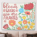 MNOSAIOO Inspirational Floral Spring Wall Tapestry Hanging for Classroom, Bloom Where You Are Planted Tapestry, Cute Nursery Colorful Tapestries Wall Decor for Bedroom Therapy Girly Room 60x50 inch