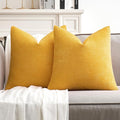 MIULEE Pack of 2 Goose Yellow Decorative Pillow Covers 18x18 Inch Soft Chenille Couch Spring Throw Pillows Farmhouse Cushion Covers for Home Decor Sofa Bedroom Living Room