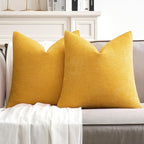 MIULEE Pack of 2 Goose Yellow Decorative Pillow Covers 18x18 Inch Soft Chenille Couch Spring Throw Pillows Farmhouse Cushion Covers for Home Decor Sofa Bedroom Living Room