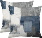 Emvency Set of 2 Throw Pillow Covers Modern Abstract Painting Blue White and Gray Decorative Sofa Pillow Cases Home Decor Standard Square 26x26 Inches Pillowcases
