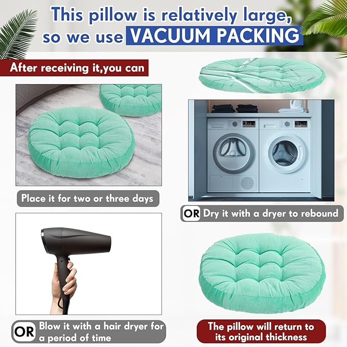 Jerify Floor Pillow Cushions Large Round Square Large Meditation Floor Pillow for Classroom Adult Meditation Picnic Party Seating Learning Daycare School(Round,Colorful,4 Pcs)