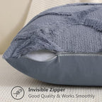 decorUhome Spring Throw Pillow Covers 16x16 Inch Set of 2, Soft Plush Faux Fur Wool Blue Grey Accent Couch Pillow Covers for Modern Farmhouse Bed Sofa Living Room