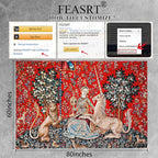 FEASRT Medieval Princess Tapestry - European Royal Tapestry The Maiden and The Unicorn - 80x60 inch for Bedroom, Living Room, Dorm Decoration