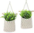 2 Packs Macrame Wall Planters with Artificial Eucalyptus | Macrame Plant Hanger, Wall Plant Holders for Boho, Bathroom, Bedroom & Wall Hanging Decor