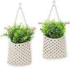 2 Packs Macrame Wall Planters with Artificial Eucalyptus | Macrame Plant Hanger, Wall Plant Holders for Boho, Bathroom, Bedroom & Wall Hanging Decor