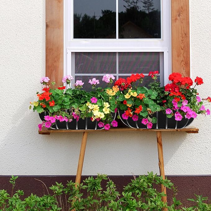 2PCS 36 Inch Window Box Liner Fabric Planter Basket Liner Trough Planter Insert Liner Black Hanging Flower Basket Liners Non-Woven Felt Plant Liner for Planters Fence Garden - Avoid Bird Nesting