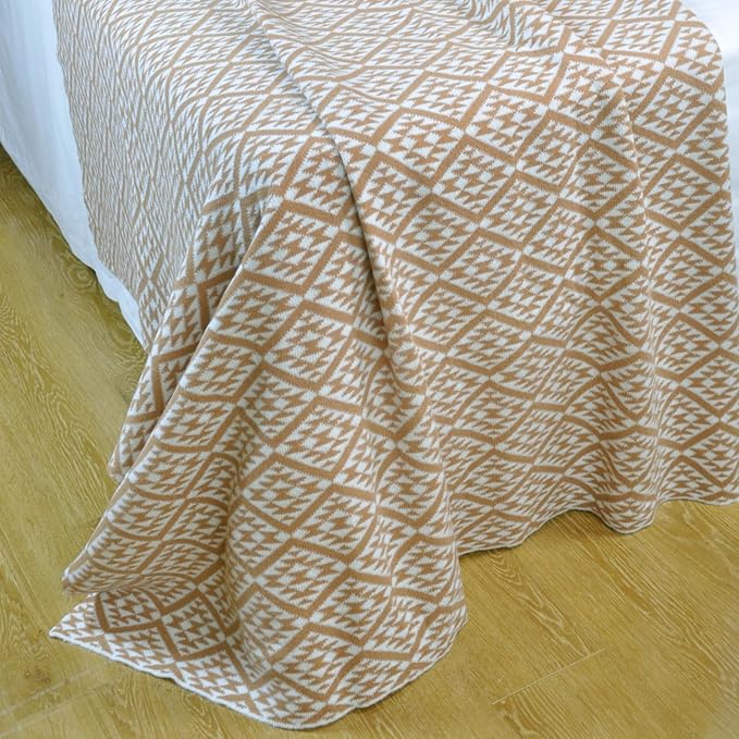 Knitted Full Size Throw Blanket - Lightweight Breathable Summer Soft Blanket of Polyester Imitation Cotton for Anti-Static,Luxury Throws for Bed, Couch and Sofa,Cozy Decorative Blankets,D2