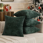 MIULEE Christmas Green Pack of 4 Couch Throw Pillow Covers 18x18 Inch Soft Decorative Chenille Pillow Covers Farmhouse Accent Cushion Covers for Boho Home Decor Sofa Bedroom Living Room