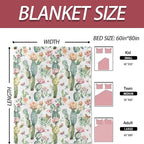 Cactus Floral Blanket 40×50 Inch,Watercolor Succulent and Desert Flower Lightweight Flannel Throw with Butterfly,Boho Botanical Home Decor,Gifts for Girls,Women